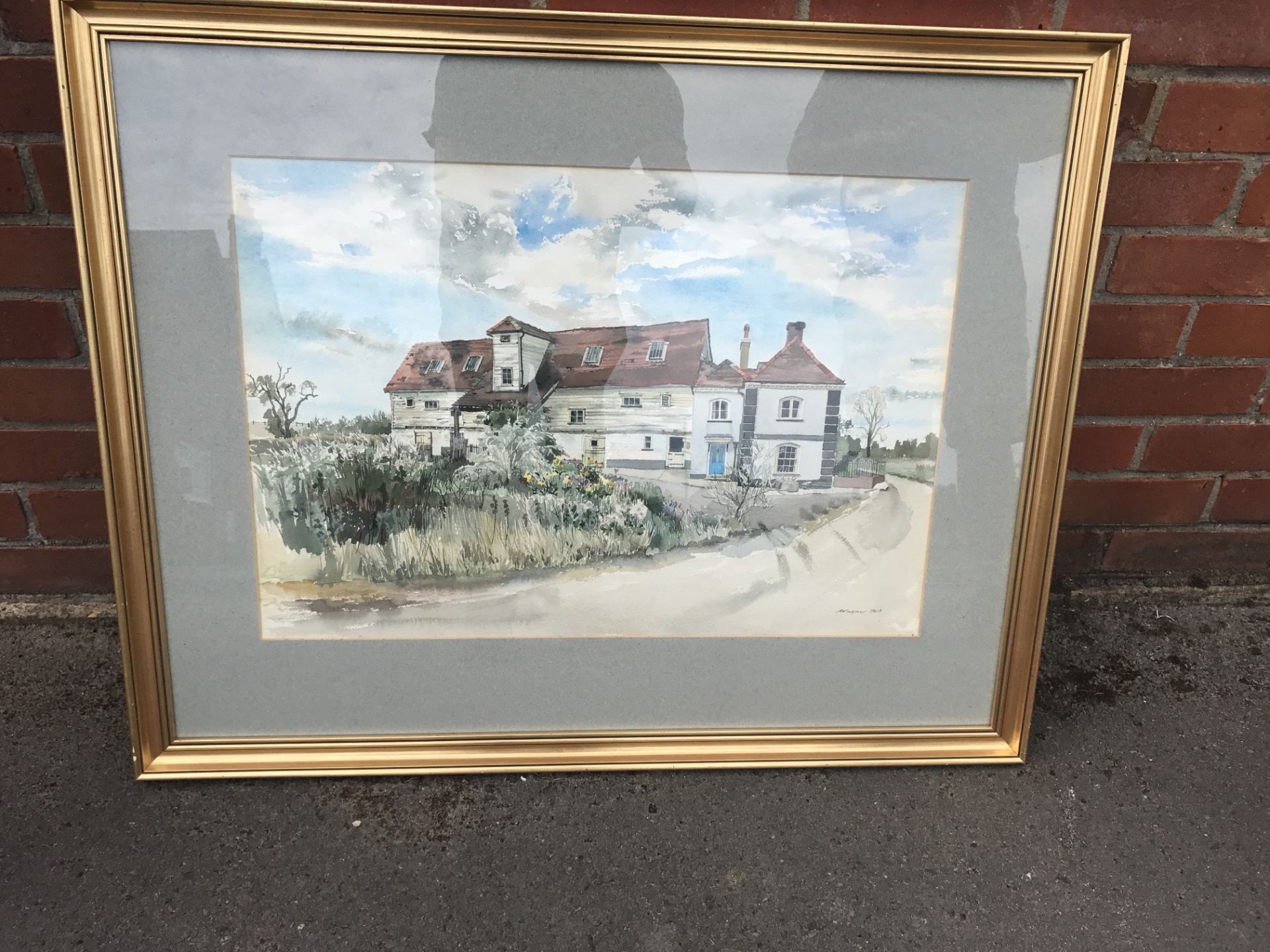 Large original watercolour of MOOR MILL ST ALBANS by Peter Wagon
