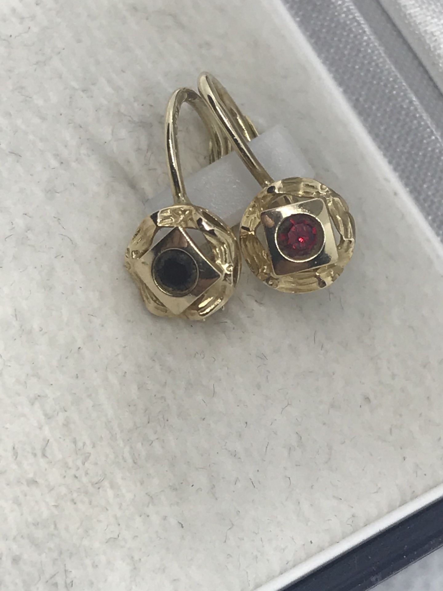 14ct GOLD SAPPHIRE & RUBY EARRINGS