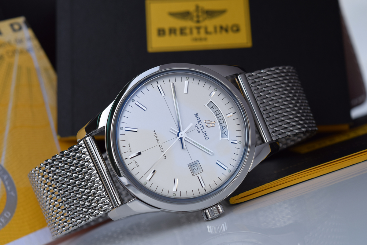 BREITLING - TRANSOCEAN DAY & DATE (A45310) * SILVER DIAL