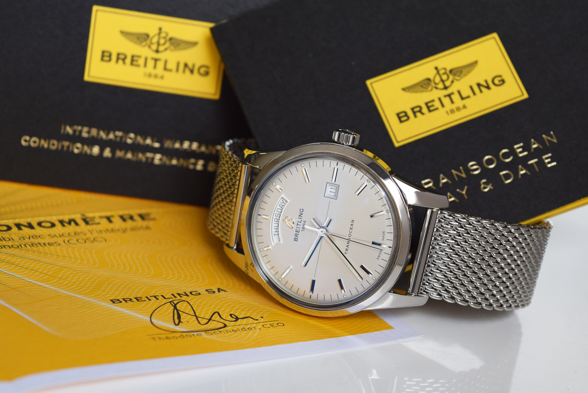 BREITLING - TRANSOCEAN DAY & DATE (A45310) * SILVER DIAL - Image 2 of 12
