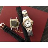 2x RARE CARTIER 18K GOLD & STEEL AUTOMATIC WATCHES