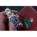 Vintage Rolex Watch - 18k Gold & Steel Oyster Date with Navy Blue Dial