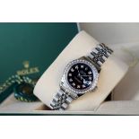 *STUNNING* ROLEX LADY DATEJUST - DIAMOND ENCRUSTED 18CT WHITE GOLD/ STEEL with BOX & CERTIFICATE