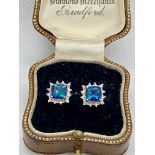 9ct Gold Blue Topaz & Diamond Earrings