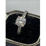 APPROX 2.00ct MOISSANITE SOLITAIRE WITH DIAMOND ACCENTS SET IN 950 PLATINUM