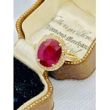 STUNNING FINE 4.00ct RUBY WITH 0.75ct DIAMONDS IN 14ct GOLD