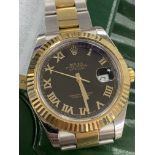 GENTS S/S & GOLD 2011 ROLEX DATEJUST - WITH ROLEX AUTH CARD