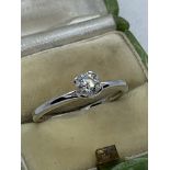 FINE 18ct WHITE GOLD 0.33ct DIAMOND SOLITAIRE RING