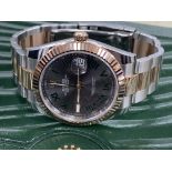 GENTS S/S & ROSE GOLD ROLEX DATEJUST - WITH ROLEX AUTH CARD 2019