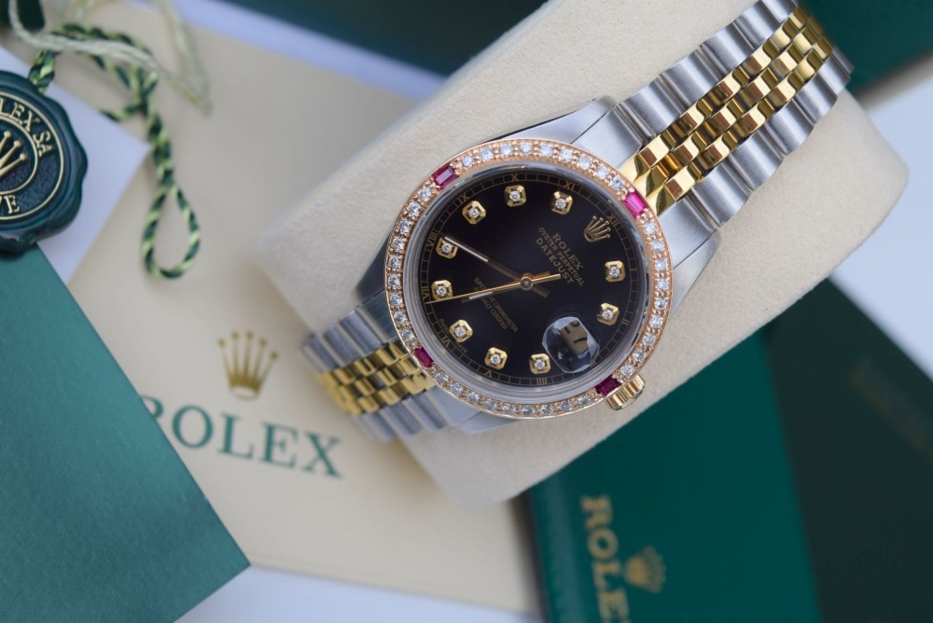 Rolex DateJust 36mm Gents Model - Ruby & Diamond (Black Dial) - Automatic - Image 7 of 9