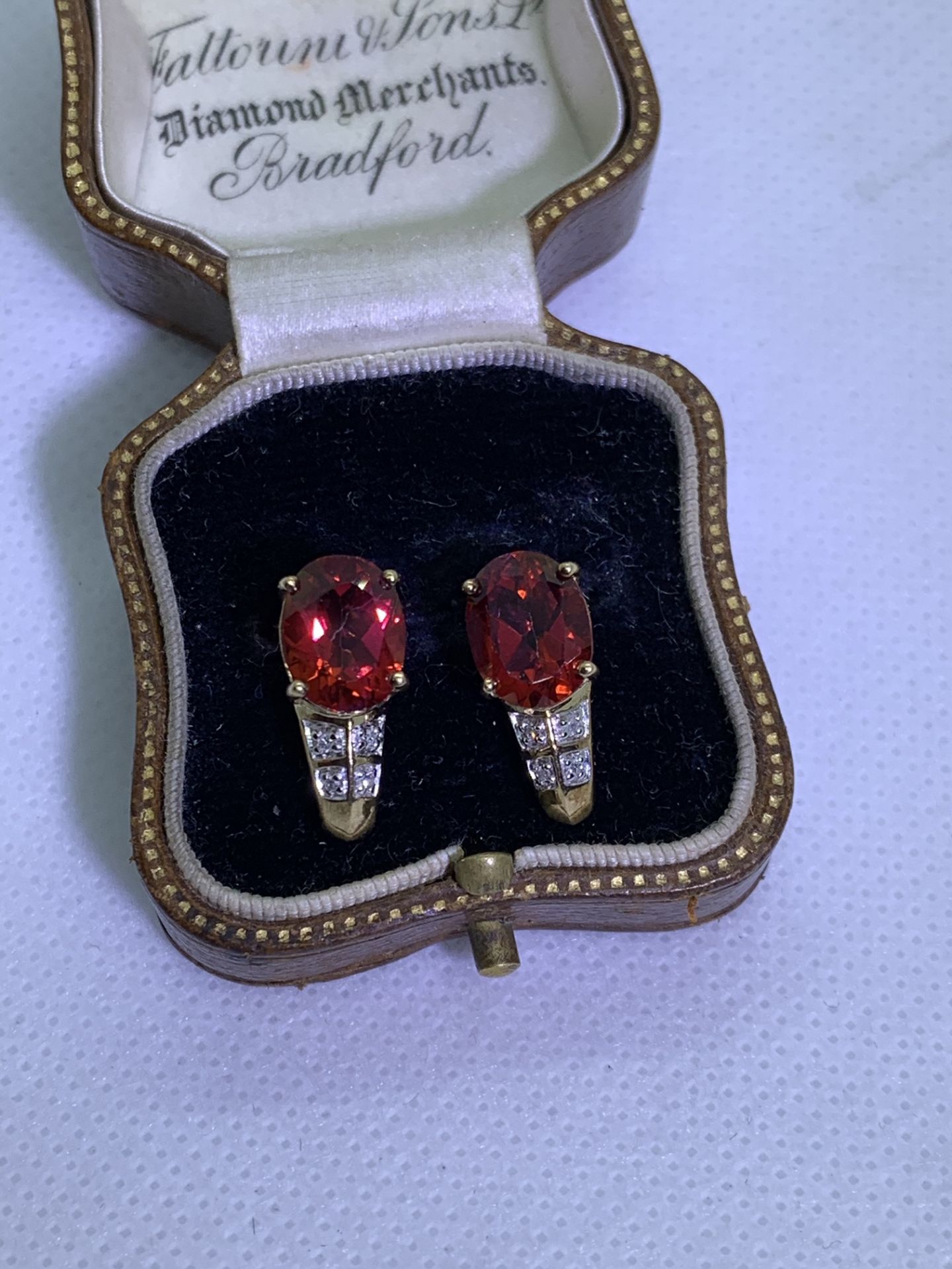 9ct GOLD RUBY & DIAMOND SET EARRINGS