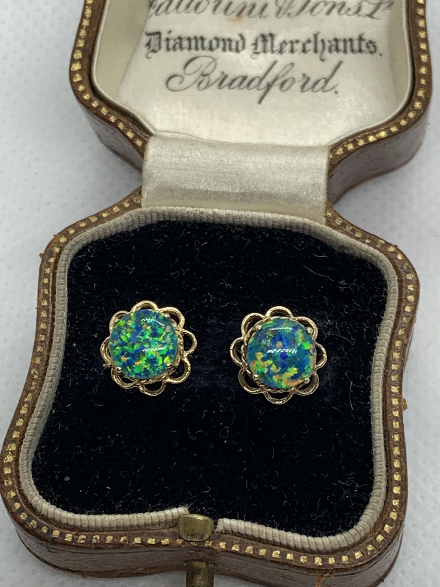 9ct GOLD FIERY OPAL SET EARRINGS