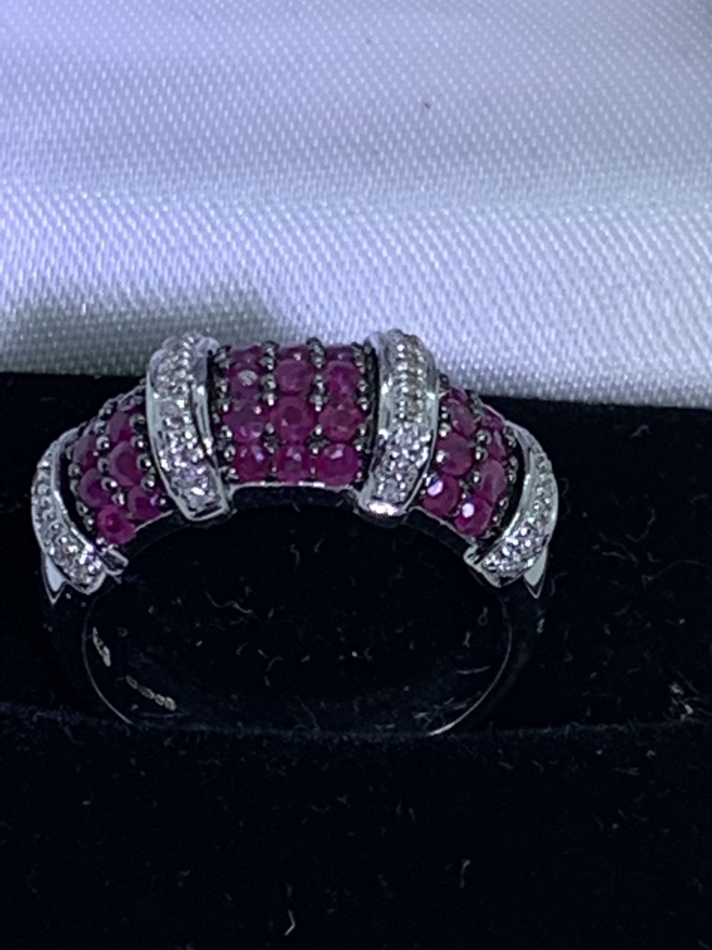 RUBY & DIAMOND SET MODERN RING MARKED 925 - Image 2 of 3