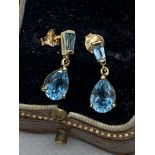 9ct GOLD BLUE TOPAZ EARRINGS