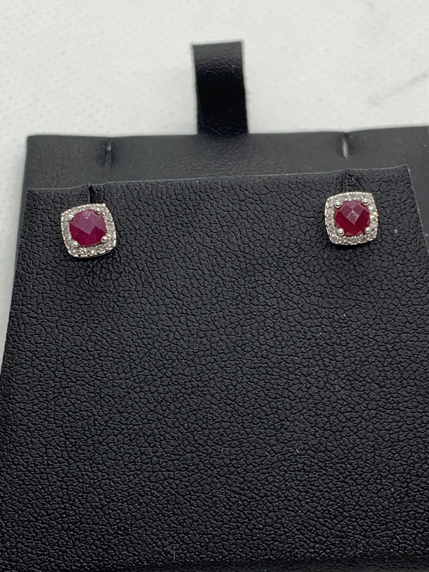 9ct GOLD RUBY & DIAMOND EARRINGS