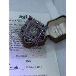 FINE 12.30ct DIAMOND, RUBY, SAPPHIRE & TOURMALINE RING - £13995 AGI VAL