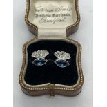 Fine pretty 18ct Gold Blue Sapphire & Diamond Earrings