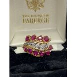 FABERGE RUBY & DIAMOND SET RING IN 14ct GOLD