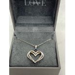 VERA WANG "LOVE" SAPPHIRE & DIAMOND SET SILVER NECKLACE & CHAIN