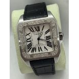 APPROX 1.00ct DIAMOND WATCH MARKED CARTIER SANTOS 100