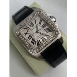 APPROX 1.00ct DIAMOND WATCH MARKED CARTIER SANTOS 100