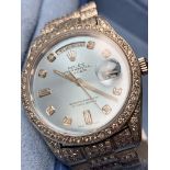 Rare Mens 36mm Day-Date, Solid White Gold - Diamond/ “Super President” Watch Marked "ROLEX"