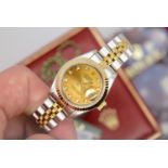 Rolex 69173 Diamond Datejust - Factory Diamond Champagne Dial - (Box & Papers)