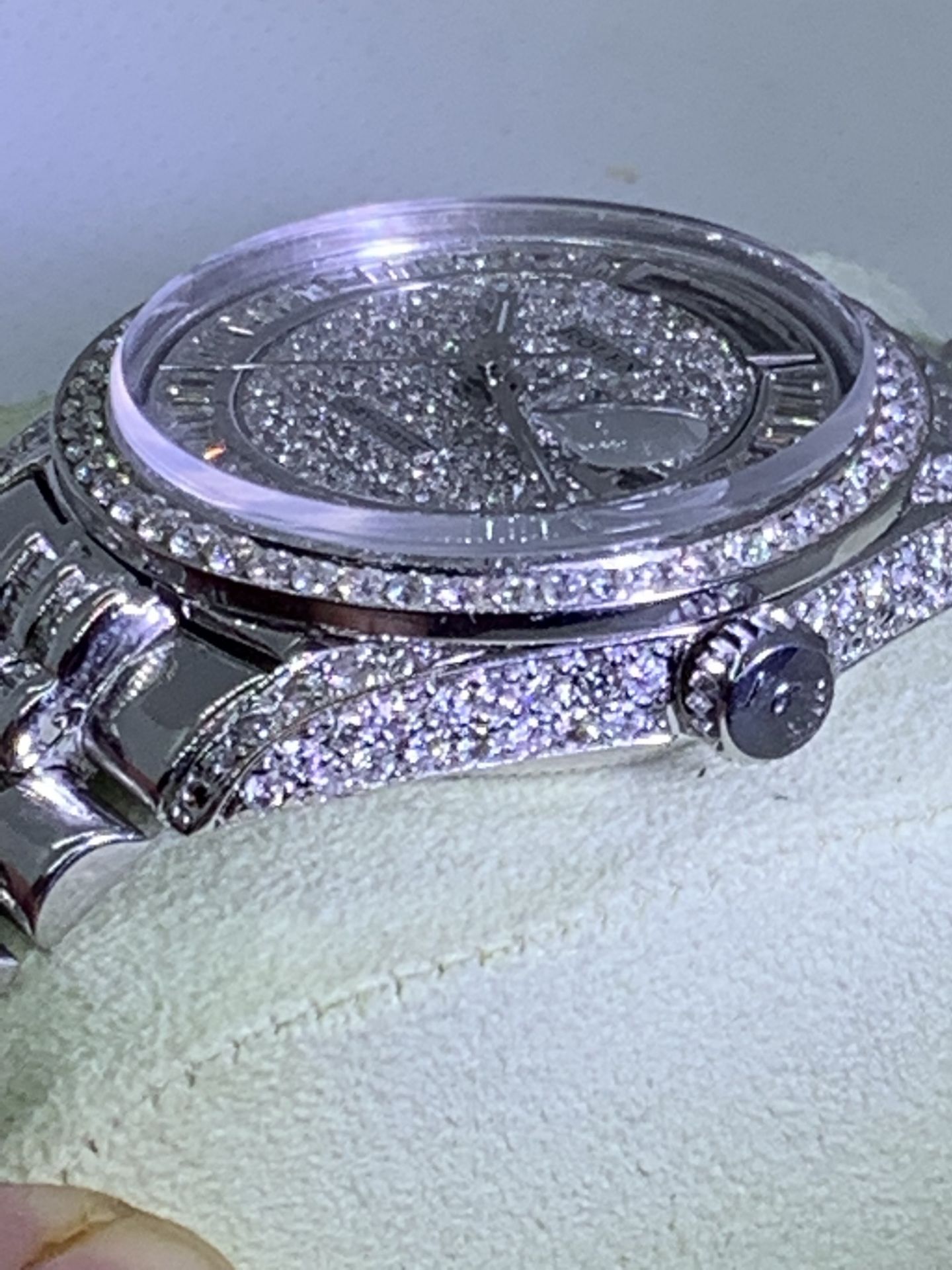 Diamond Encrusted Mens 36mm Day-Date, Solid White Gold - Diamond/ “Super President” Marked ROLEX - Image 16 of 18