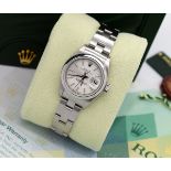 ROLEX DATEJUST (LADIES) - STEEL WITH A SILVER TAPESTRY DIAL