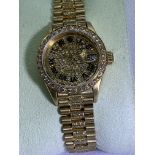 LADIES GOLD DIAMOND SET ROLEX WATCH