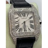 APPROX 2.50ct DIAMOND WATCH MARKED CARTIER SANTOS 100