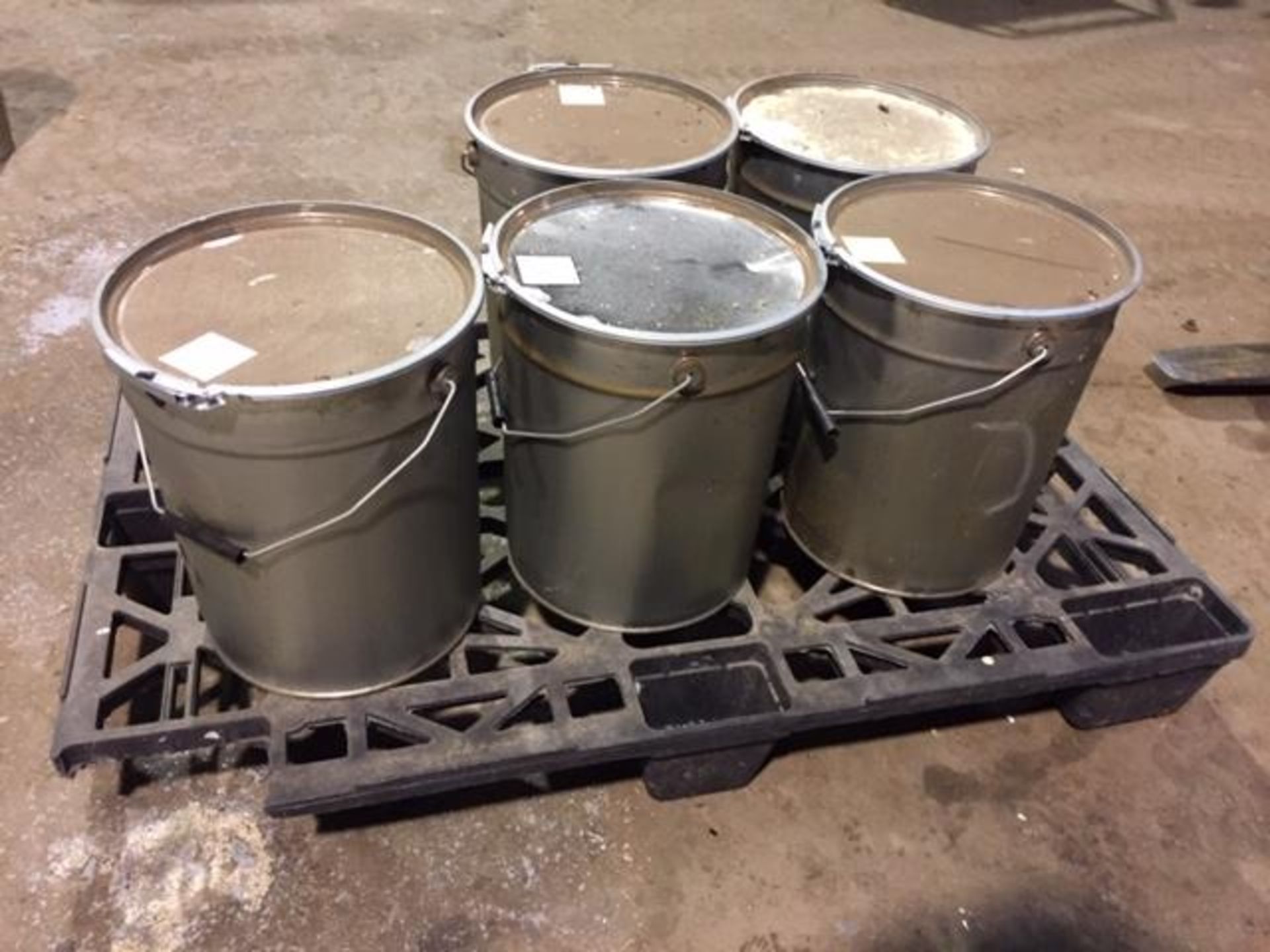 Five large tins grey floor paint