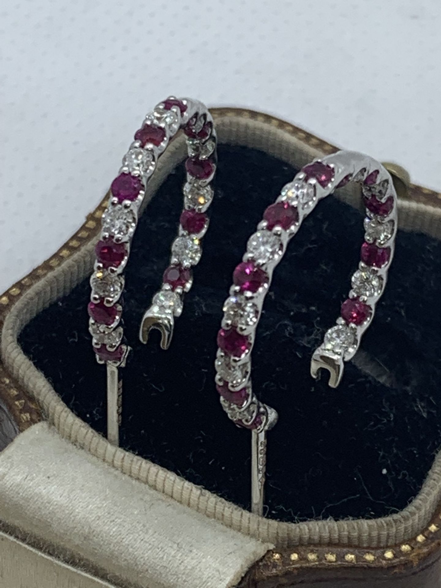 FINE 18ct GOLD RUBY & DIAMOND EARRINGS