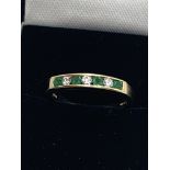 18ct GOLD EMERALD & DIAMOND CHANNEL SET RING