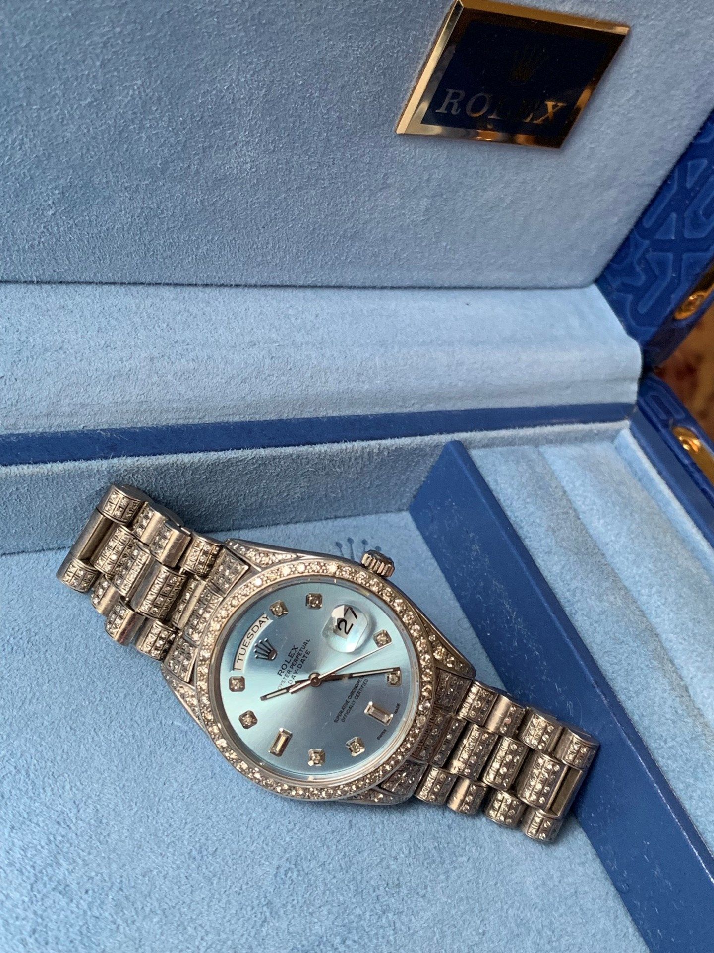 RARE MENS 36MM DAY-DATE, SOLID - DIAMOND/ “SUPER PRESIDENT” WATCH MARKED "ROLEX" - Image 3 of 8