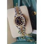 Rolex Jubilee Datejust 18K Gold/ Steel - Glossy Black Diamond-set Dial