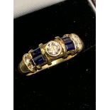 FINE 18ct GOLD SAPPHIRE & DIAMOND RING