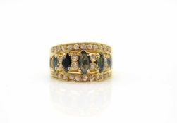 Ring tested for 750 gold with sapphires and cubic zirconia.Weight 9.6 g, size 58- - -15.00 % buyer's