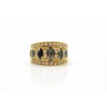 Ring tested for 750 gold with sapphires and cubic zirconia.Weight 9.6 g, size 58- - -15.00 % buyer's