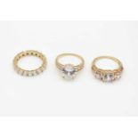 2 rings tested for 585 and 1 Memoire Ring 585 gold with Cubic Zirconias.weight 12 g, sizes : 60, 56,