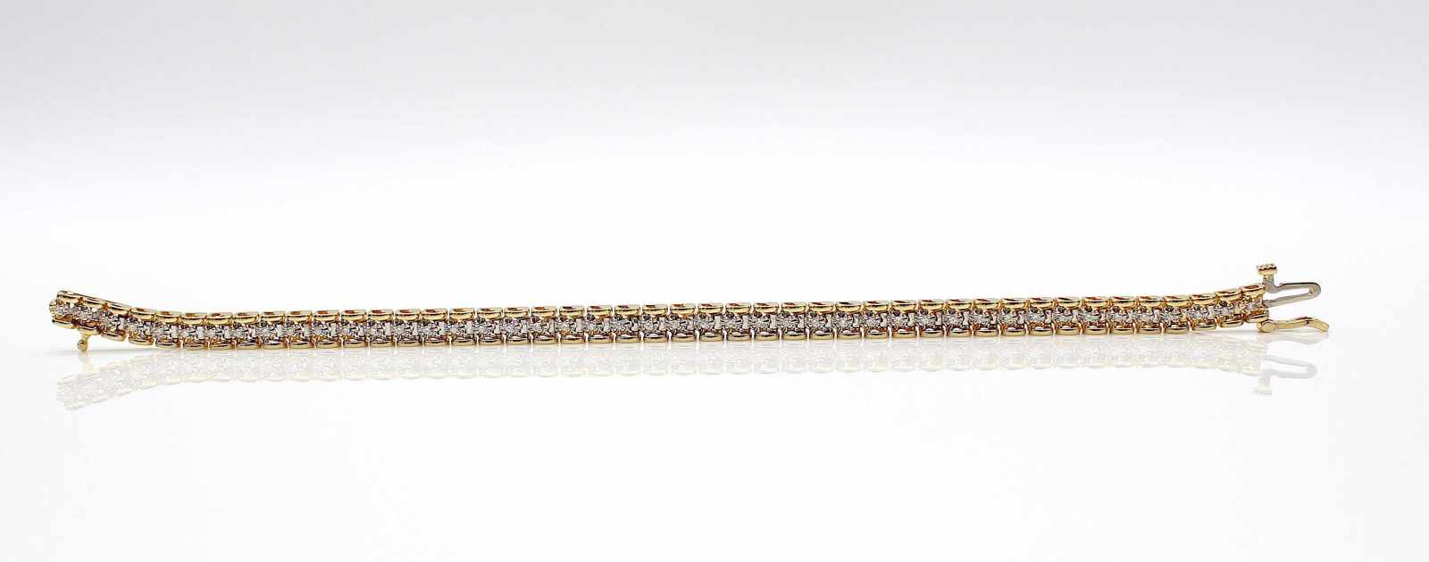 Bracelet 585 gold with 45 diamonds, ca. 0,22 ct. weight 14,1 g, length 17,5 cm- - -15.00 % buyer's - Image 2 of 4