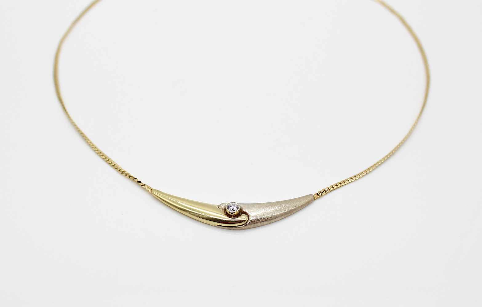 Necklace made of 585 gold with one brilliant, ca. 0,13 ct. weight 6,7 g, length approx. 40 cm- - - - Image 2 of 3