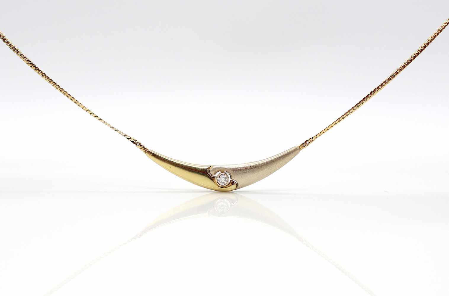 Necklace made of 585 gold with one brilliant, ca. 0,13 ct. weight 6,7 g, length approx. 40 cm- - - - Image 3 of 3