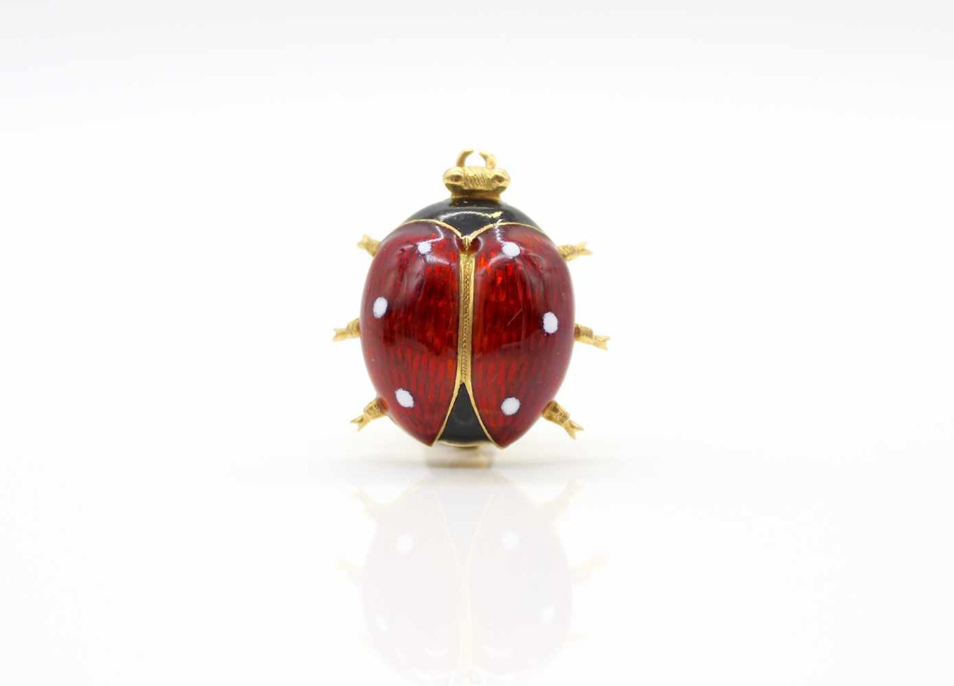 750 gold brooch with enamel.weight 10,2 g, dimensions : 20 x 17 x 9,5 mm- - -15.00 % buyer's premium - Bild 3 aus 3