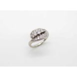 Ring in 750 white gold with 19 brilliants, approx. 0.86 ct in medium quality.Weight 6.8 g, size