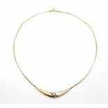 Necklace made of 585 gold with one brilliant, ca. 0,13 ct. weight 6,7 g, length approx. 40 cm- - -