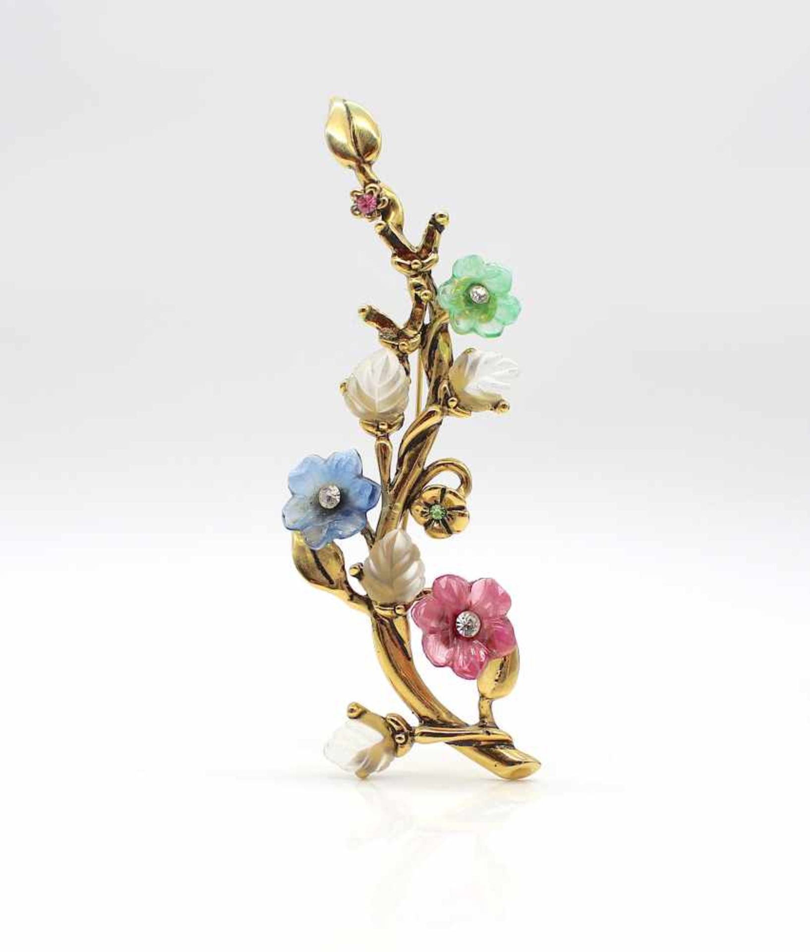 1 brooch costume jewellery with artificial glass.length 11,5 cm- - -15.00 % buyer's premium on the - Bild 2 aus 3