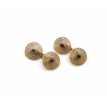 Cufflinks tested for 585 gold with sapphires.Weight 8 g, diameter 13.9 mm- - -15.00 % buyer's