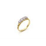 Ring made of 750 gold with 4 brilliants, total approx. 0.60 ct in high to medium quality.Weight 5.