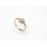 Ring tested for 750 gold with 17 diamonds, total approx. 0.30 ct in medium quality.Weight 2.3 g,